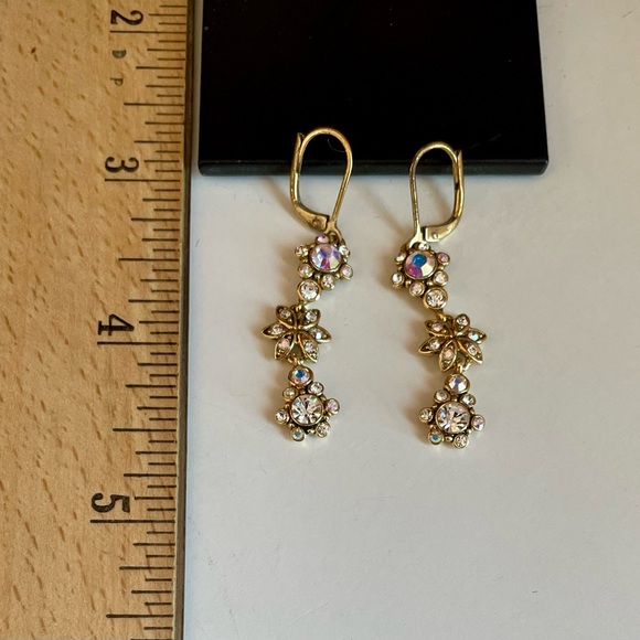 Vintage Joan Rivers Gold Plated Flower Drop Earrings With AB Swarovski Crystals - Picture 4 of 6